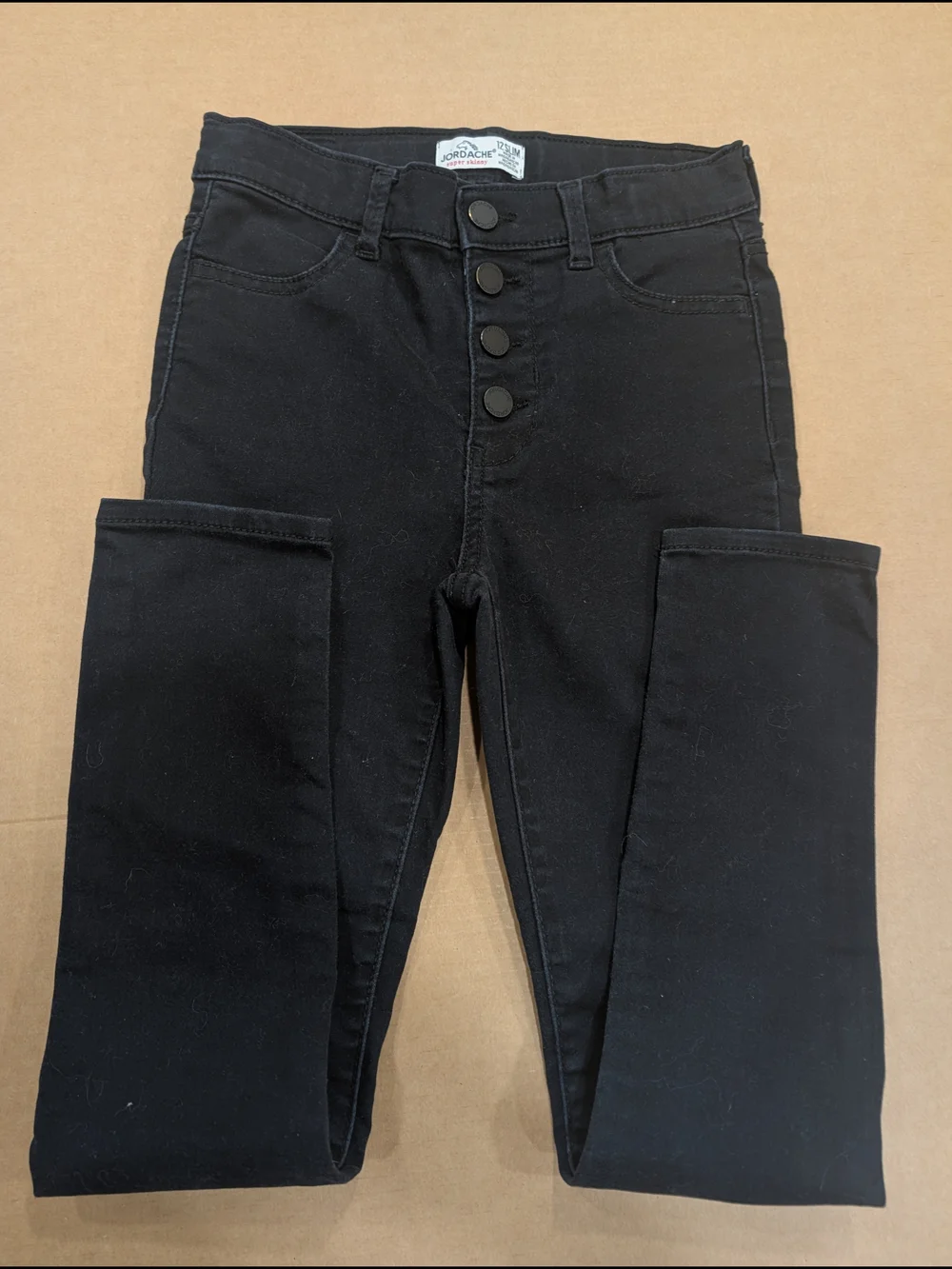 Jordache High-Rise Black Button-Fly Girls Size 12 SLIM Jeans